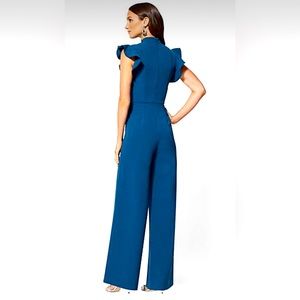 New York and Company ruffled shoulder jumpsuit